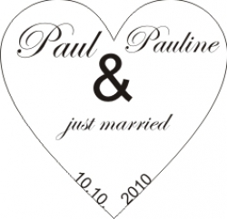 Paul und Pauline just married 002 - Hochzeitsaufkleber
