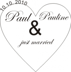 Paul und Pauline just married 004 - Hochzeitsaufkleber